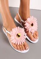 Sandały damskie - Białe Sandały Japonki z Kwiatem Tristiva - miniaturka - grafika 1