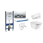 Miski WC - ROCA Komplet WC 6w1 DuofixBasic do wiszących misek WC, 112 + wsporniki + mata + przycisk Delta35  chrom połysk + miska + deska - miniaturka - grafika 1