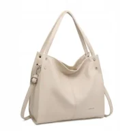 Torebki damskie - Beżowa Pojemna Torebka Damska na Ramię LUIGISANTO Format A4 Skóra Eko - miniaturka - grafika 1