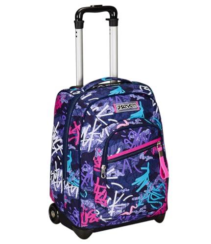 Seven Wózek na kółkach, GraffitiMix, fioletowy, 2 w 1, podwójne zastosowanie, wózek i plecak, plecak szkolny podróżny, dziewczynka, Fioletowy, Taglia Unica, Szkolny