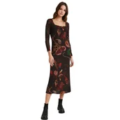 Sukienki - Sukienka damska Desigual Arkan sweterkowa midi brązowa -XS - DESIGUAL - miniaturka - grafika 1