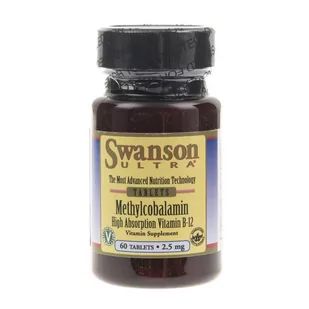SWANSON Metylokobalamina B-12, 2.5 mg, 60 tabletek - Witaminy i minerały - miniaturka - grafika 1
