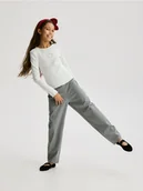 Bluzki dla dziewczynek - Reserved - Prążkowana koszulka z aplikacją - złamana biel - miniaturka - grafika 1