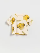 Bluzki dla niemowląt - Reserved - Bawełniany t-shirt Król Lew - złamana biel - miniaturka - grafika 1