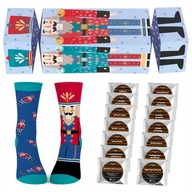 Zestawy upominkowe - ŚWIĄTECZNY CRACKER Z 14 KAWAMI SMAKOWYMI I SKARPETKAMI "HOLIDAY WONDERLAND" - PREZENT UPOMINEK NA MIKOŁAJA ŚWIĘTA GWIAZDKĘ BOŻE NARODZENIE POD CHOIN.. - miniaturka - grafika 1