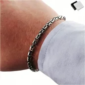 Bransolety męskie - Męska Srebrna Bransoletka Splot Królewski Prezent - miniaturka - grafika 1