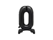 Balony i akcesoria - Balon foliowy stojący cyfra 0 czarny - 76 cm - 1szt. - miniaturka - grafika 1