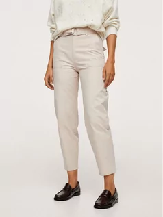 Spodnie damskie - Mango Spodnie materiałowe Lolo 17026323 Beżowy Regular Fit - grafika 1