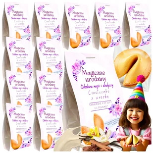 Ciasteczka z Wróżbą "Magiczne Urodziny" - Podziękowanie dla Gości- Komplementy - 10 szt - Przekąski dla dzieci - miniaturka - grafika 1