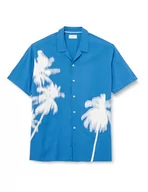 Koszule męskie - s.Oliver Męska koszula z krótkim rękawem, niebieski, 3XL - miniaturka - grafika 1