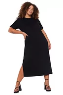 Sukienki - Trendyol Damska sukienka z dzianiny o luźnym kroju plus size, czarna, 4XL, Czarny, 4XL-Du?e rozmiary - miniaturka - grafika 1