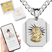 Biżuteria dla dzieci - SREBRNY ŁAŃCUSZEK I MEDALIK 45CM ZESTAW KOMUNIJNY DLA CHŁOPCA NA PREZENT - miniaturka - grafika 1