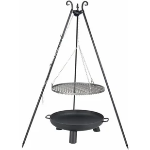 Farmcook Grill na trójnogu z rusztem ze stali nierdzewnej 60cm Czarny + Palenisko ogrodowe PAN 37 70cm - Ruszty - miniaturka - grafika 1