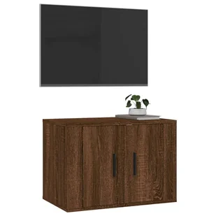 Lumarko Wisząca szafka telewizyjna, brązowy dąb, 57x34,5x40 cm - Szafki RTV - miniaturka - grafika 5
