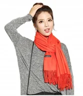 Apaszki i szaliki damskie - SZAL DAMSKI CHUSTA DUŻY MIŁY Ciepły Szalik POMARAŃCZOWY dla kobiet - miniaturka - grafika 1