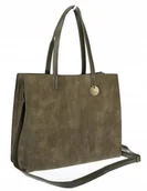 Torebki damskie - Torebka Damska Shopperka Pojemna A4 duża modna torba teczka 3639 Zielona - miniaturka - grafika 1