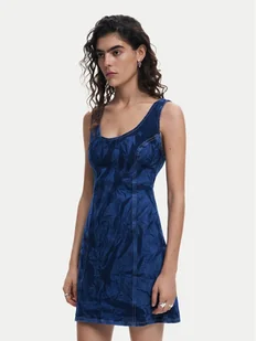 Desigual Sukienka jeansowa 25SWVD01 Granatowy Slim Fit - Sukienki - miniaturka - grafika 1