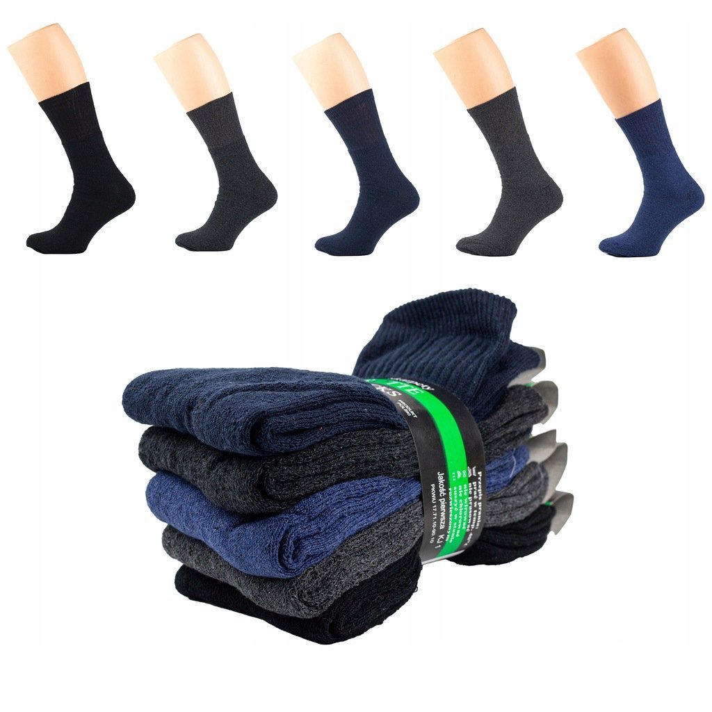 5X Skarpetki Skarpety Grube Bawełniane Ciemny Mix Męskie 44-46