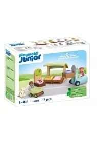 Zestaw z figurkami Junior 71691 Ekologiczny stragan z wózkiem widłowym - Klocki - miniaturka - grafika 1