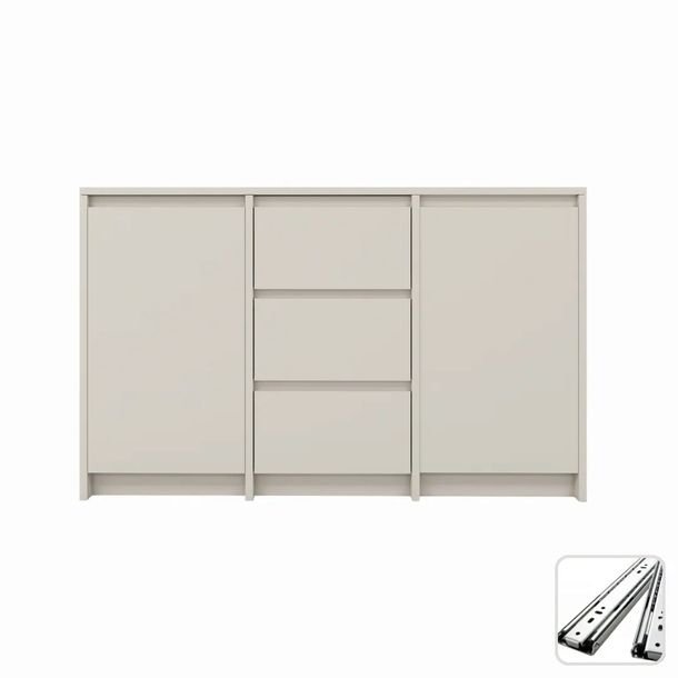 Duża Komoda z 3 szufladami KASZMIR Szafka bezuchwytowa do Salonu120x75x43cm