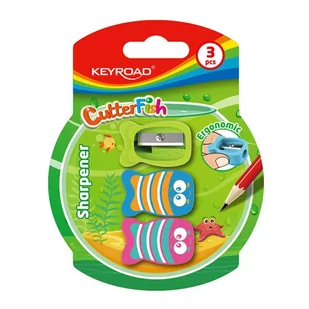 Keyroad Temperówka pojedyńcza plastikowa Cutter Fish 3 szt. - Temperówki - miniaturka - grafika 1