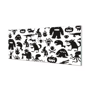 Panel szklany Białe tło czarne stwory 125x50 cm - Dekoracje domu - miniaturka - grafika 1