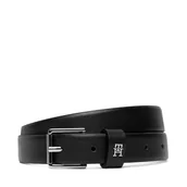 Paski - Pasek Damski Tommy Hilfiger Th Square 2.5 Silver AW0AW18651 Czarny - miniaturka - grafika 1