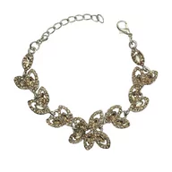 Bransoletki - Bransoletka srebrna szampańskie cyrkonie kwiaty ślubne - miniaturka - grafika 1