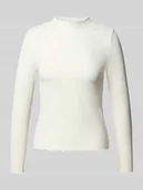 Bluzki damskie - Bluzka o kroju slim fit z długim rękawem i dodatkiem wiskozy model ‘LEMMA’ - miniaturka - grafika 1