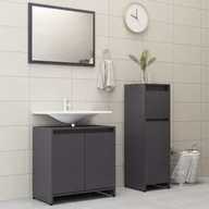 Meble łazienkowe - vidaXL vidaXL 3-cz. zestaw mebli łazienkowych, wysoki połysk, szary, płyta 8720286166345 - miniaturka - grafika 1