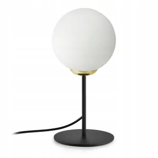 Lampka Nocna Stołowa Czarna Złota Kula Mleczna - Lampy stojące - miniaturka - grafika 1