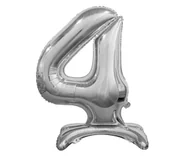 Balony i akcesoria - Godan Balon foliowy cyfra 4 srebrna - 74 cm BC-ASS4 - miniaturka - grafika 1