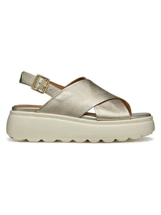 Geox Skórzane sandały "Spherica EC4" w kolorze złotym na koturnie - Sandały damskie - miniaturka - grafika 1