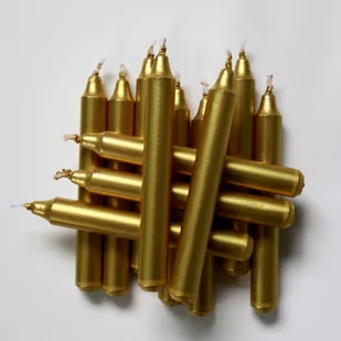 Komplet świeczek metalicznych do tradycyjnego stroika anielskiego Choinka, 12 szt., złoty - Oświetlenie świąteczne - miniaturka - grafika 1