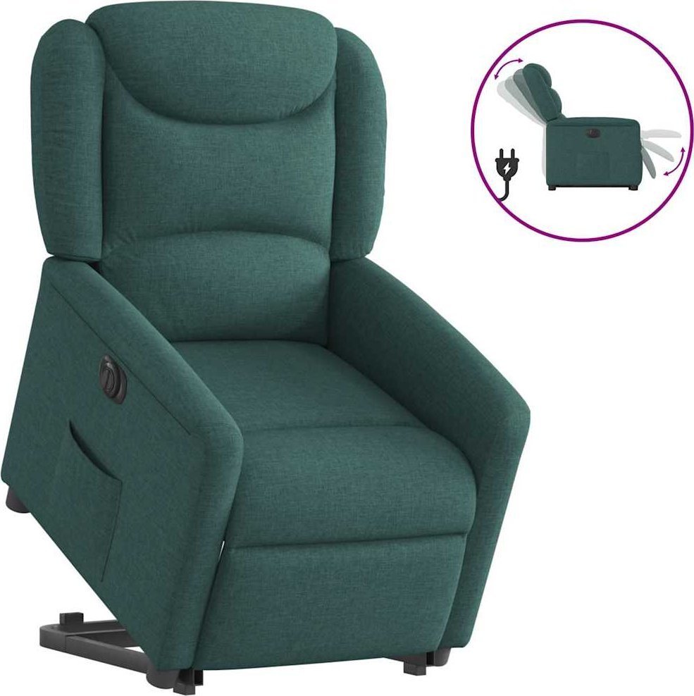 vidaXL vidaXL Podnoszony fotel masujący, elektryczny, rozkładany, zielony