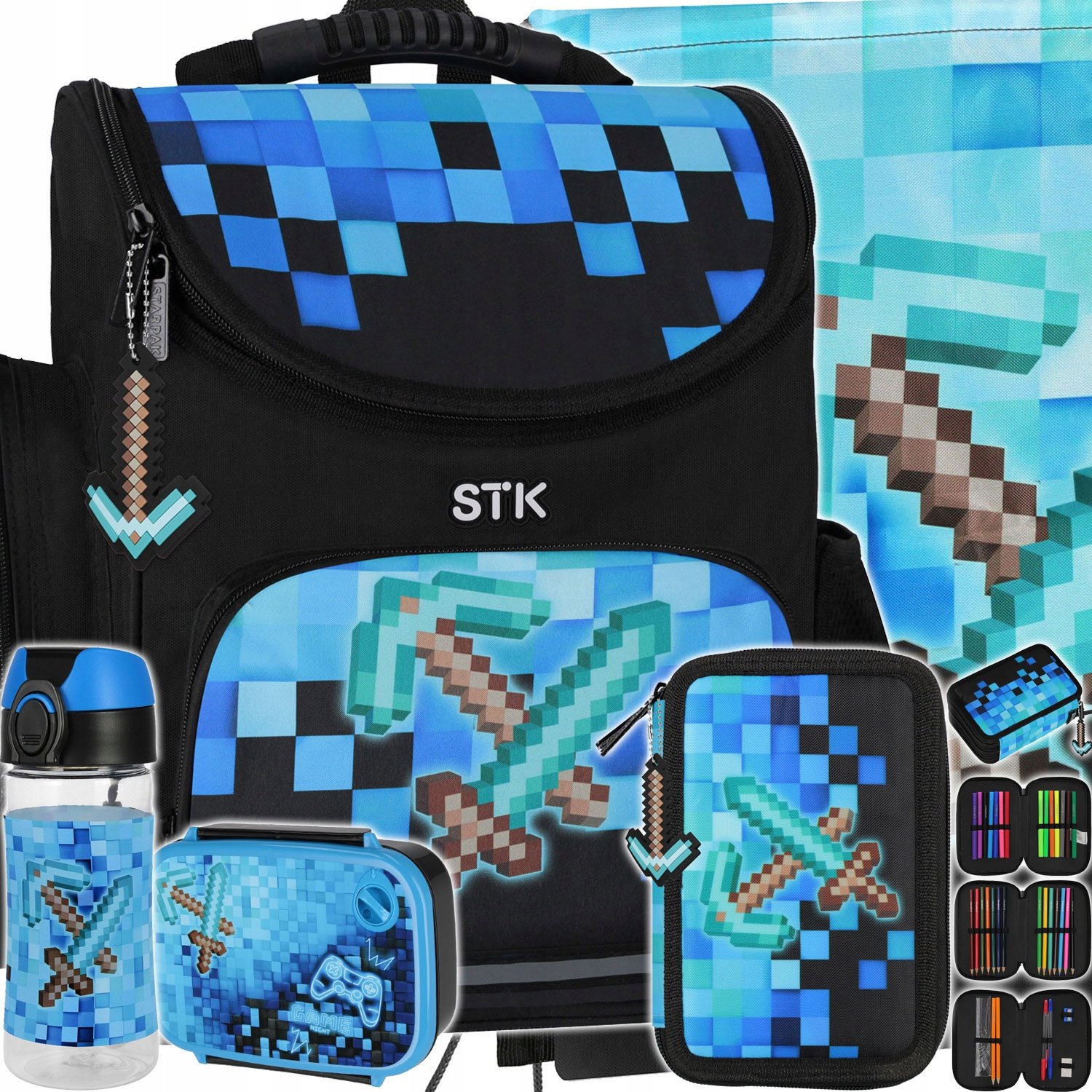 Tornister Szkolny Plecak Dla Chłopca Piksele Pixel Blue Klasy 1