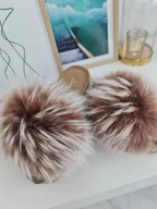 Klapki i japonki damskie - KLAPKI JENOTKI Z NATURALNYM MEGA FUTREM JENOT LIS Z DŻETAMI PRODUKT POLSKI - SZAMPAN CIEMNY SNOW TOP - Jenot - miniaturka - grafika 1