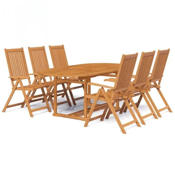 Zestaw Mebli Ogrodowych z Akacjowego Drewna, Stół 150-200x100x74 cm, Krze