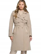 Płaszcze damskie - GUESS BEŻOWY PŁASZCZ KLASYCZNY Z PODSZEWKĄ DO KOLAN XS I1E - miniaturka - grafika 1