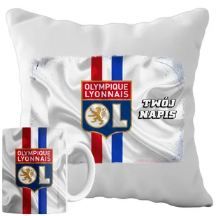 Kubek Poduszka Ol Lyon 330ml 40x40cm z Napisem Zestaw PIłkarski Napis - Gadżety dla niej i dla niego - miniaturka - grafika 1