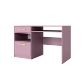 Biurka - Biurko młodzieżowe z szufladą półkami i złotymi uchwytami BALL II / śliwka/róż - miniaturka - grafika 1