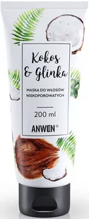 Anwen Maska do włosów niskoporowatych kokos i glinka 200 ml - Maski do włosów - miniaturka - grafika 1