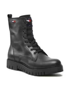 Kozaki damskie - Tommy Jeans Trapery Lace Up Wmns Boot EN0EN01992 Czarny - miniaturka - grafika 1