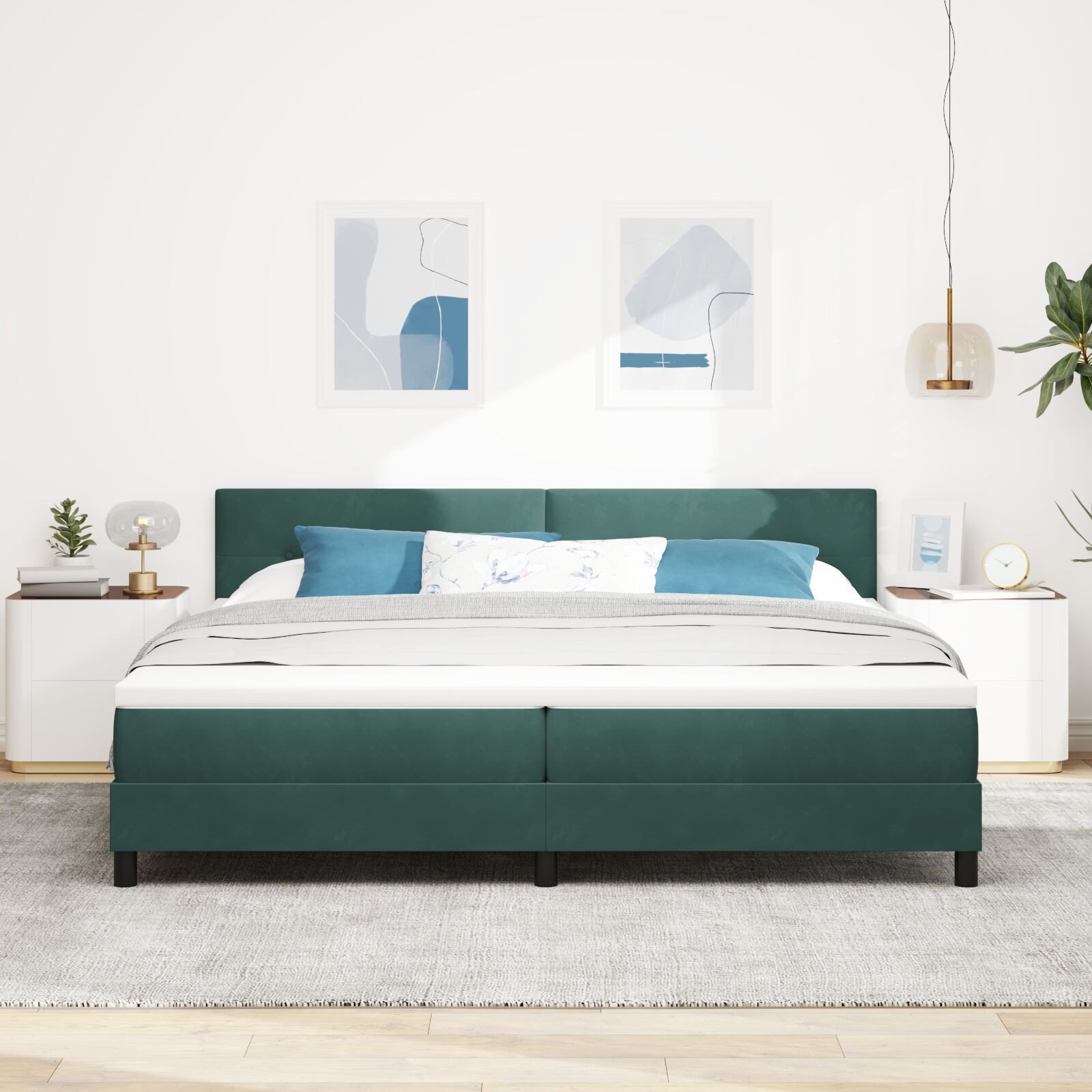 Łóżko z materacem Zielona 200x200 cm Aksamit
