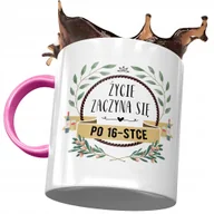 Kubki - Kubek Różowy na Urodziny 16 16ste 16-ste Prezent z Nadrukiem ze Zdjęciem + Opakowanie na prezent (wzór 03) - miniaturka - grafika 1
