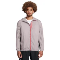 Kurtki męskie - Męska kurtka do biegania Under Armour Launch Lightweight Jacket - beżowa - UNDER ARMOUR - miniaturka - grafika 1