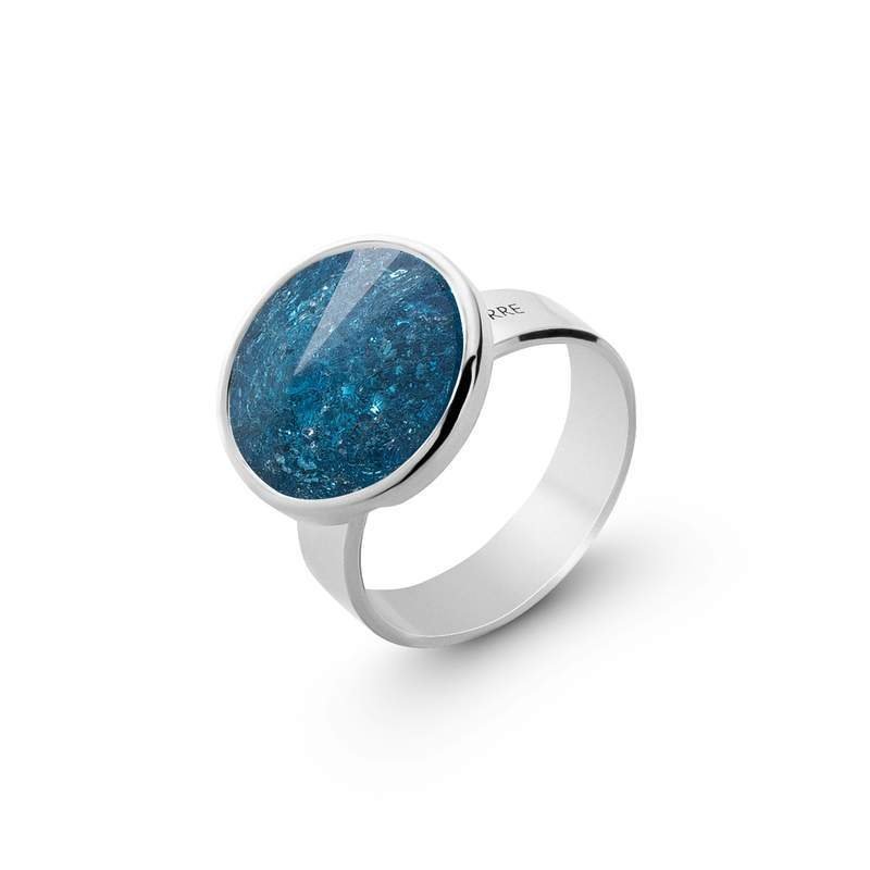 Srebrny pierścionek Gavbari rivoli 12mm, srebro 925 : Kryształy - kolor - Gavbari - Midnight blue, ROZMIAR PIERŚCIONKA - 13UK:N Φ16,67 MM, Srebr..