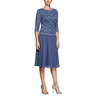 Sukienki - Alex Damska sukienka Tea Length Sequin Lace Mock Dress (Petite and Regular) na specjalne okazje - miniaturka - grafika 1