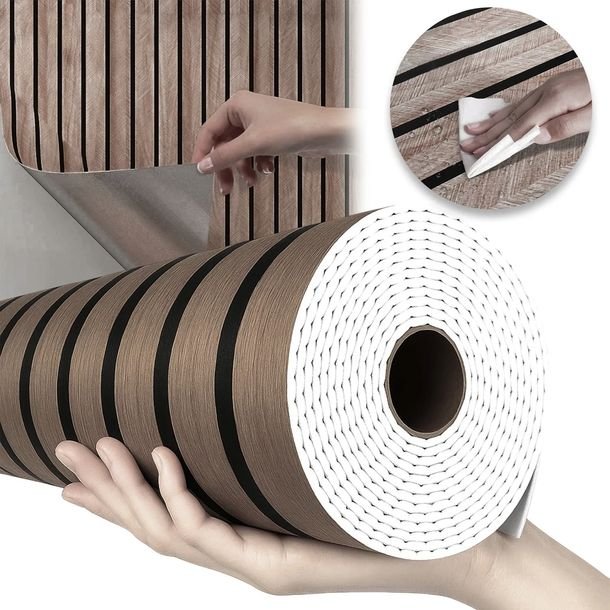 Samoprzylepna Tapeta Okleina Z Klejem Lamele Ścienna Z Matą 2,5mm 60cm X 3m