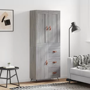 Witrynka szary dąb sonoma 69,5x34x180cm materiał drewnopochodny Lumarko! - Witryny - miniaturka - grafika 1